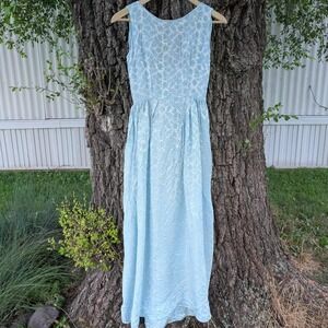 Vintage 1960s Blue floral maxi dress
